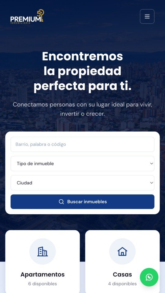 Página de Inmobiliaria Premium 5.0 en un celular